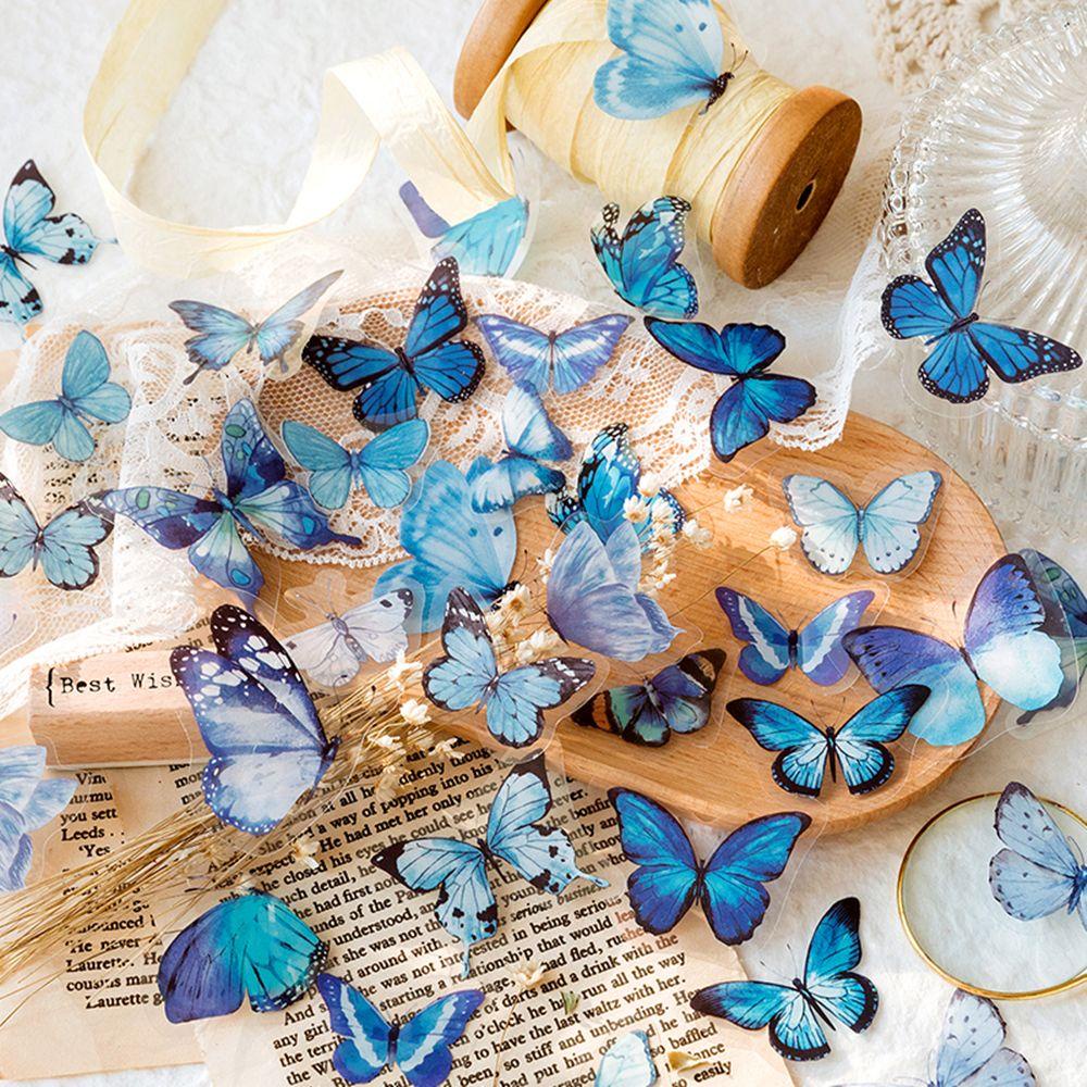 Preva 40pcs Butterfly Stiker Transparan Tahan Air Album Foto Romantis Planner Jurnal Handbook PET Notes Scrapbooking