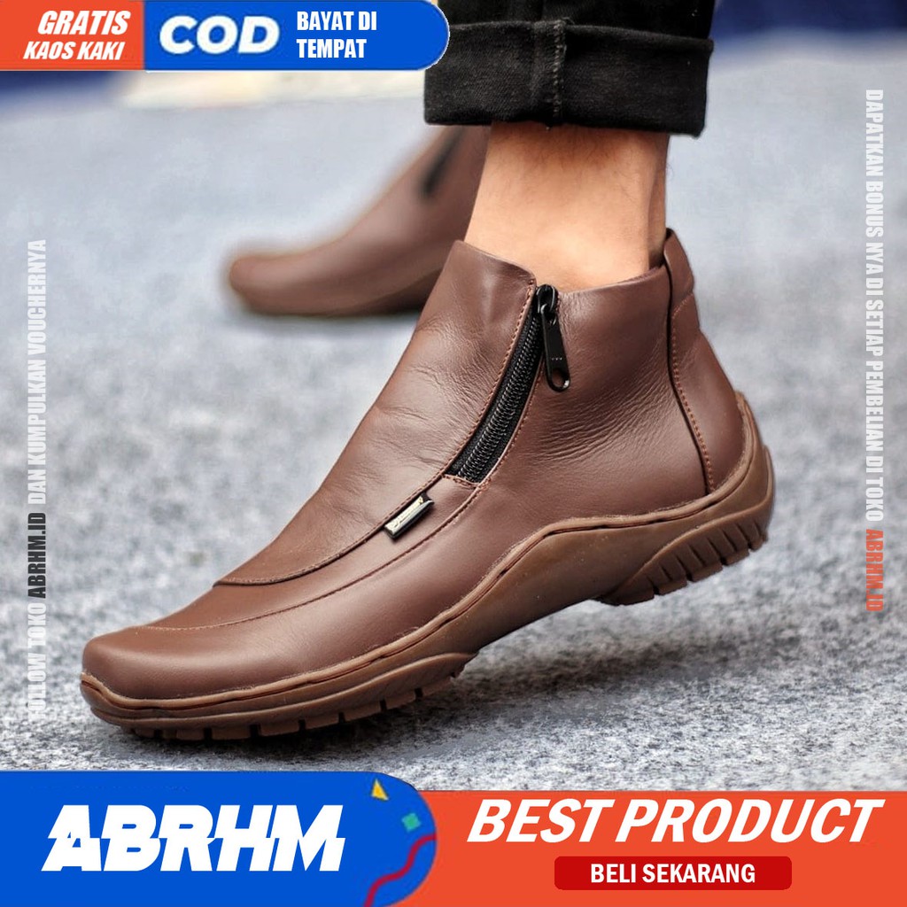 ABRHM x CORA Sepatu Formal Pria Sepatu Casual Kulit Asli Sepatu Pria Casual Sepatu Kasual Cowok / Cowo Oxford Kerja Kantor Lapangan Kuliah Kondangan Gaya Keren Kekinian Original Murah Terlaris