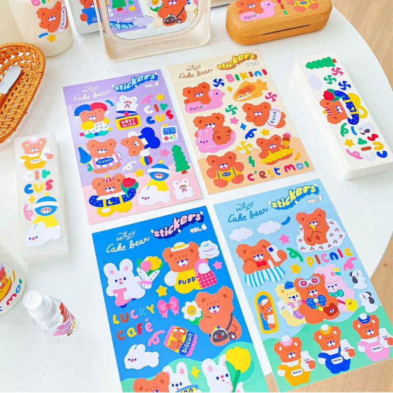 MILKJOY CAKE BEAR BIG DIARY DECO STICKERS