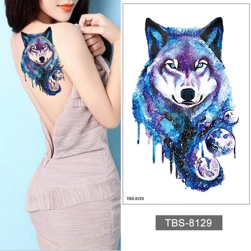 【BTI】Warna Sementara Tato Palsu Hewan Kertas Serigala Tiger Snake Fox Tahan Air Stiker Tato