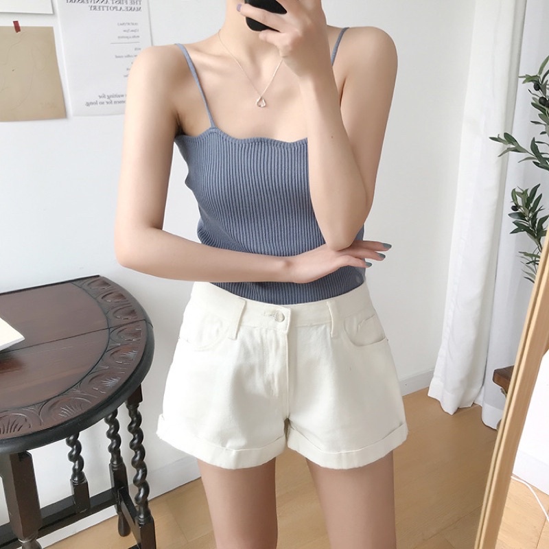 T602 - Tanktop Tali Sphagetti / Tank Top Rajut / Tank top Zig Zag