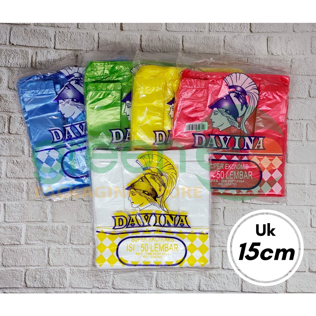 KANTONG PLASTIK HD DAVINA KECIL UK 15CM 1 PACK ISI 50LBR WARNA WARNI PUTIH SUSU KRESEK KECIL ANEKA W