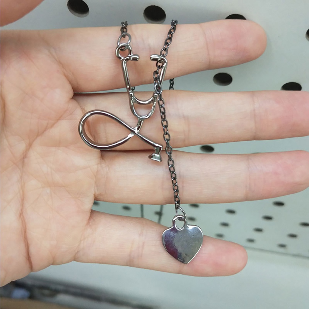 Hu Hu Hu Hu Hu Alat Bantu Pasang Kacamata♡ Kalung Rantai Dengan Liontin Bentuk Stetoskop Bahan Alloy Untuk Hadiah