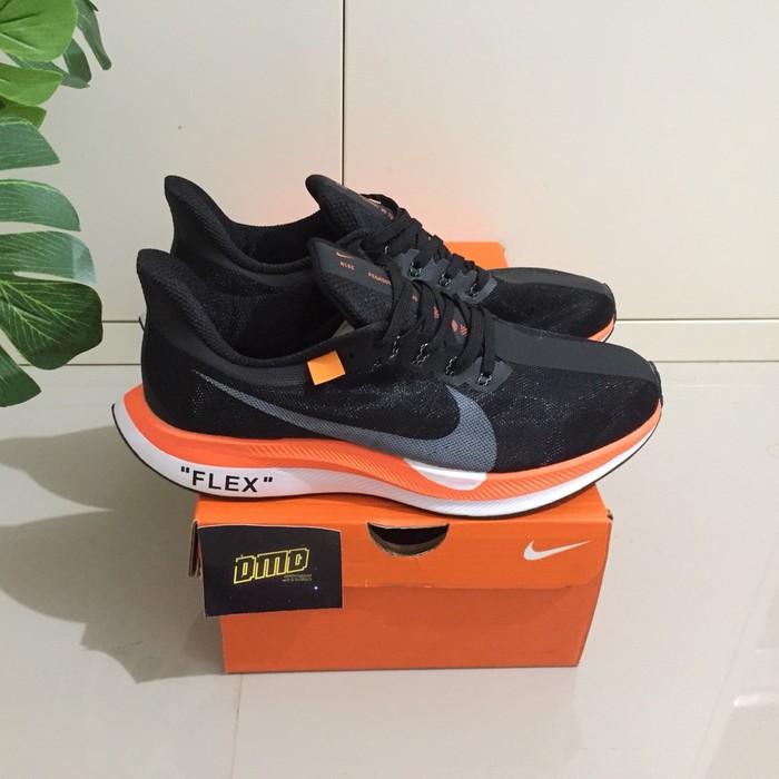 TERMURAH SEPATU NIKE ZOOM PEGASUS TURBO 35 X OFF WHITE BLACK ORANGE SNEAKERS RUNNING ORIGINAL IMPORT