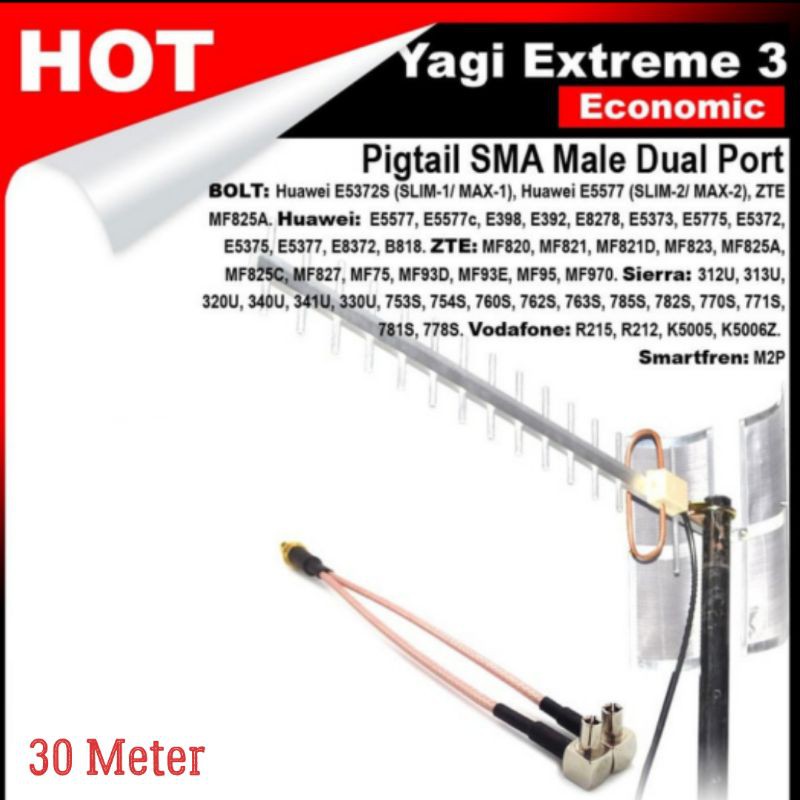 Antena Yagi Penguat Sinyal Modem E8372 E5573 E5577 30 Meter