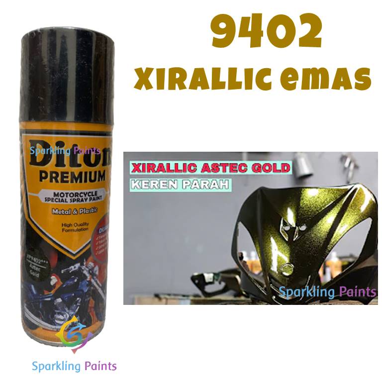 Pilox Diton Premium Xirallic Aztec Gold XP9402 XP 9402 400ml Warna Emas Siralik Astek Gold Sepeda Motor Mobil Velg Mesin Bodi