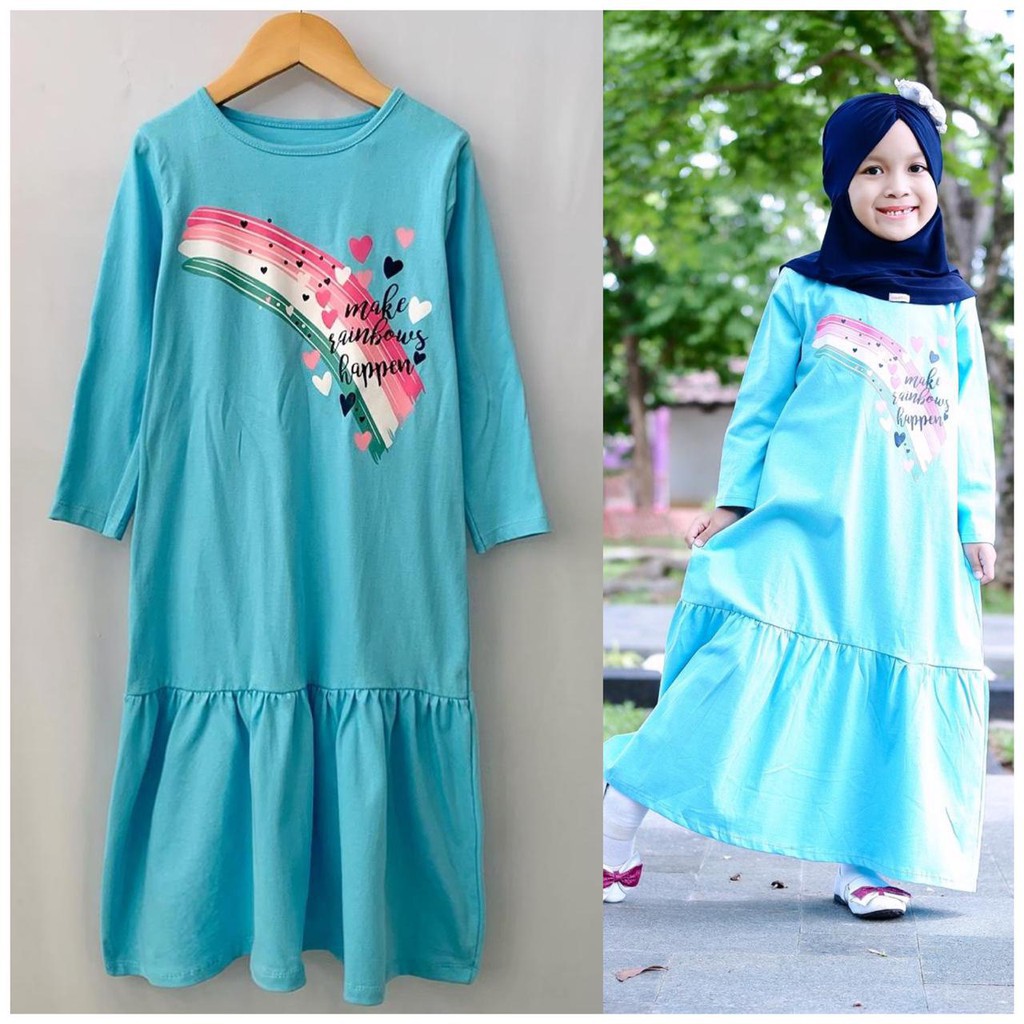 Gamis Anak Sablon Smilee Original Size 2.4.6.8 Tahun Pakaian Anak Perempuan Super Super Premium Best Seller Termurah Terlaris