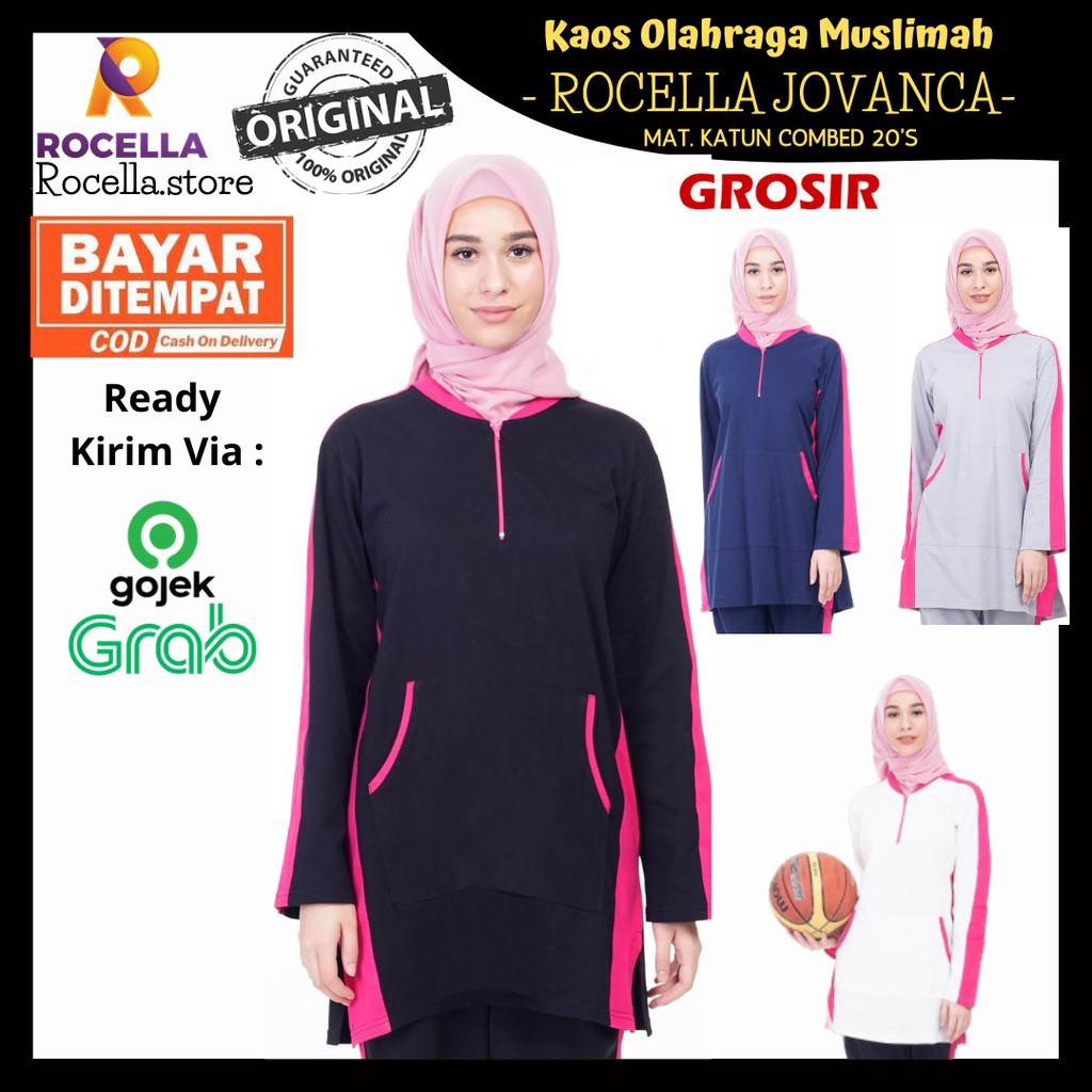 Kaos Olahraga Muslimah Lengan Panjang ROCELLA GROSIR Kaos Olahraga Muslimah Lengan Panjang ROCELLA GROSIR