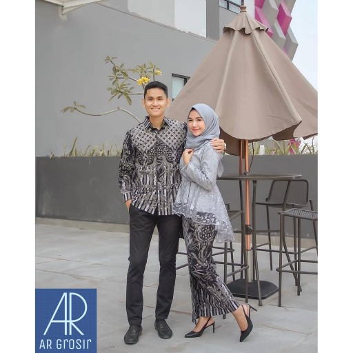 (termurah Se Shopee) Batik Couple Andhini Kebaya Couple Brukat Anabel - Bs073