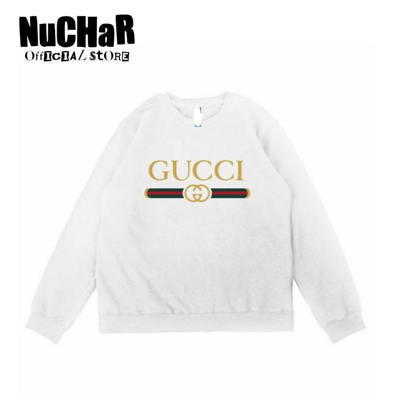 CREWNECK SWEATER GUCCI - LOGO SIMPLE AESTHETIC SWEATSHIRT JACKET - OVERSIZE PUTIH JAKET PRIA WANITA 
