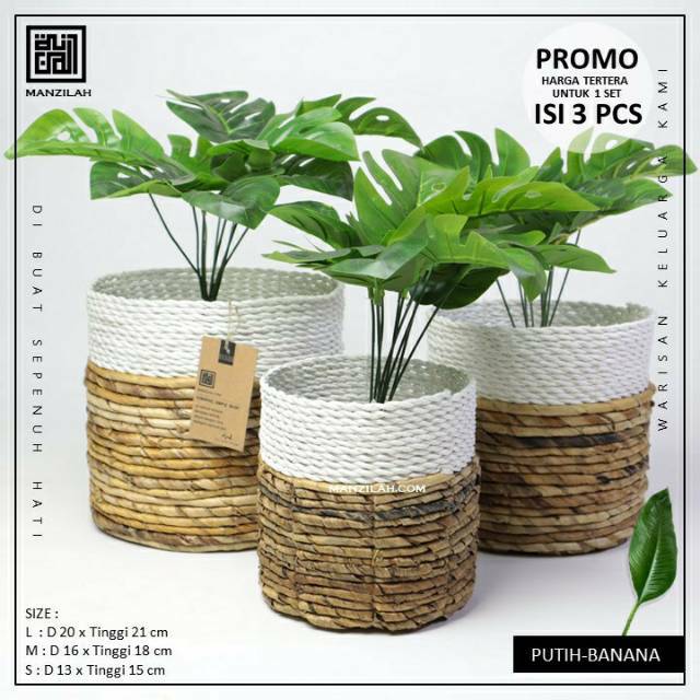 Keranjang Anyaman  Cover Pot  Tanaman  Bahan Seagrass Pandan 