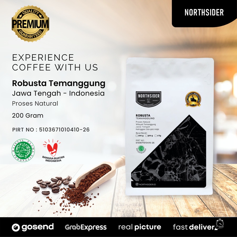 KOPI BIJI ROBUSTA TEMANGGUNG NATURAL - 200GR NORTHSIDER COFFEE