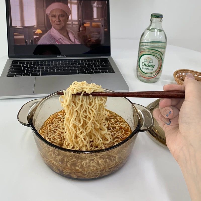 MinYeong Pan | Aesthetic Brown Pan panci transparan panci estetik panci mie korea panci tahan panas 