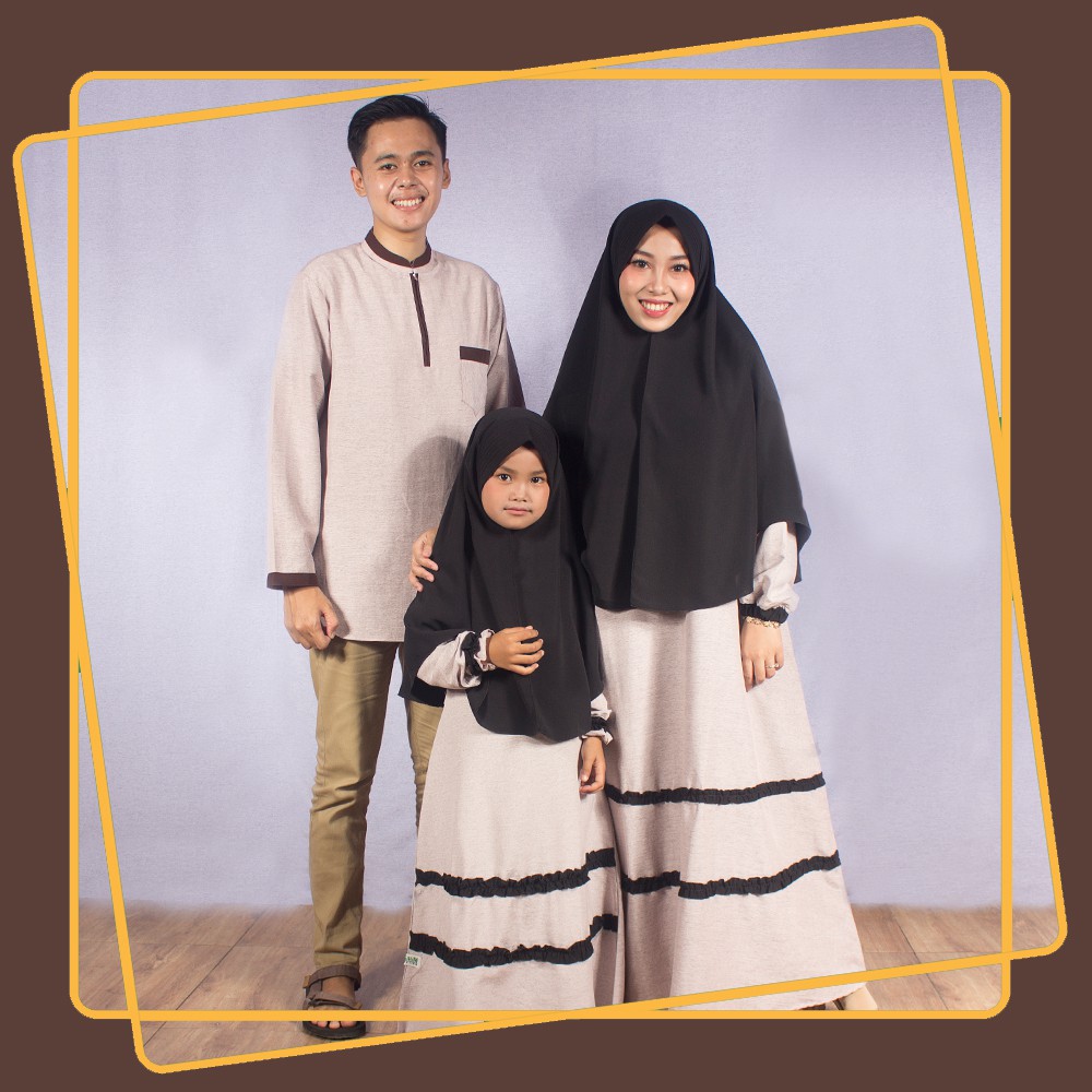 Salim Moslem–Busana Muslim/Gamis Anak Perempuan Daily Triji Variasi Pita Navy-Coklat-Pink-Hitam