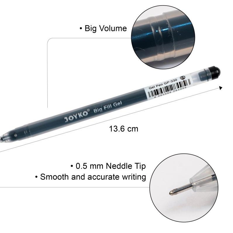 

*Termurah* Pulpen Gel / Pen Gel Joyko GP-330 Big Fill Gel 0.5 - Hitam (1 Lusin) top