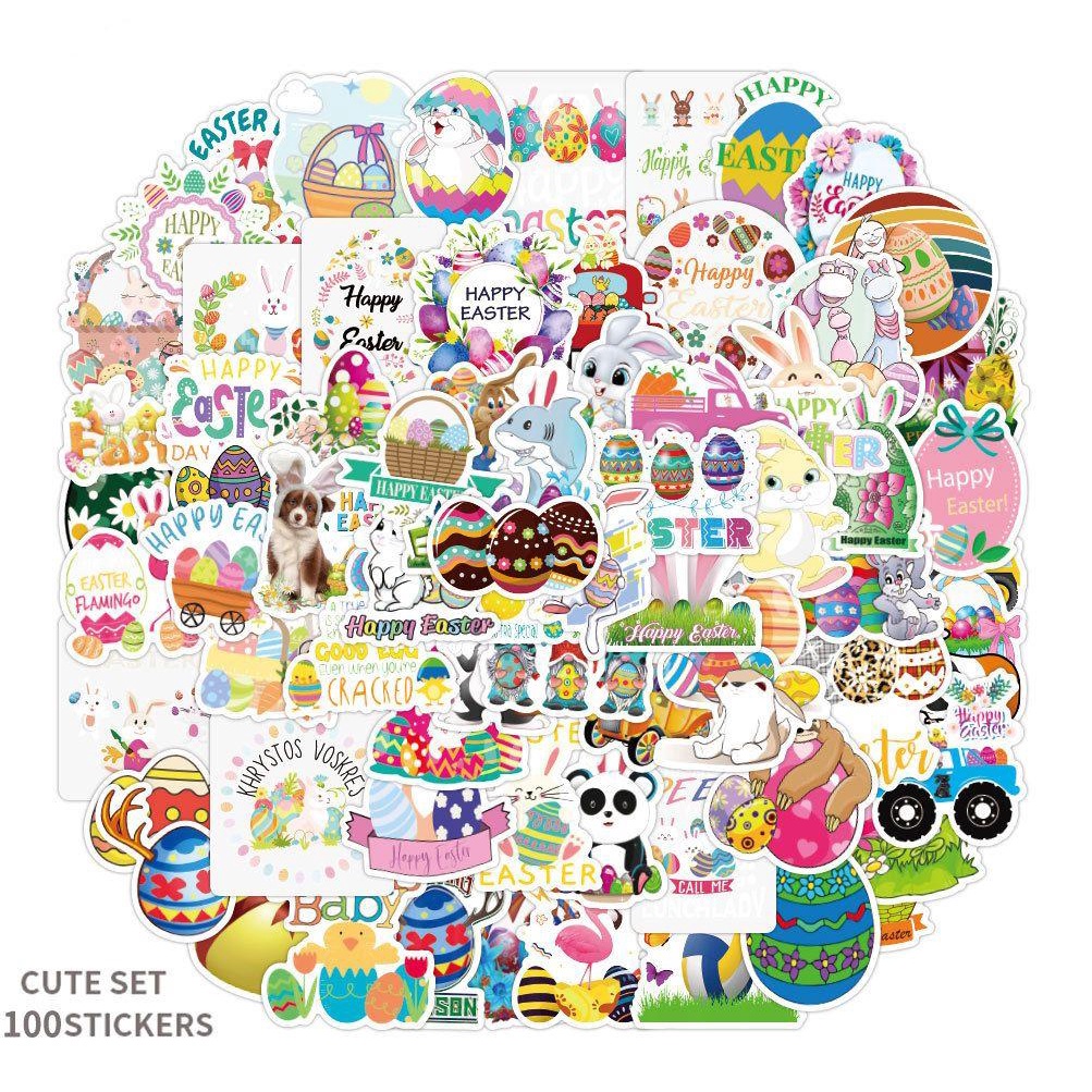 Populer 100pcs Paskah Stiker Notebook Mobil Kelinci Bunny Laptop Scrapbooking Koper Kawaii Laptop Sticker
