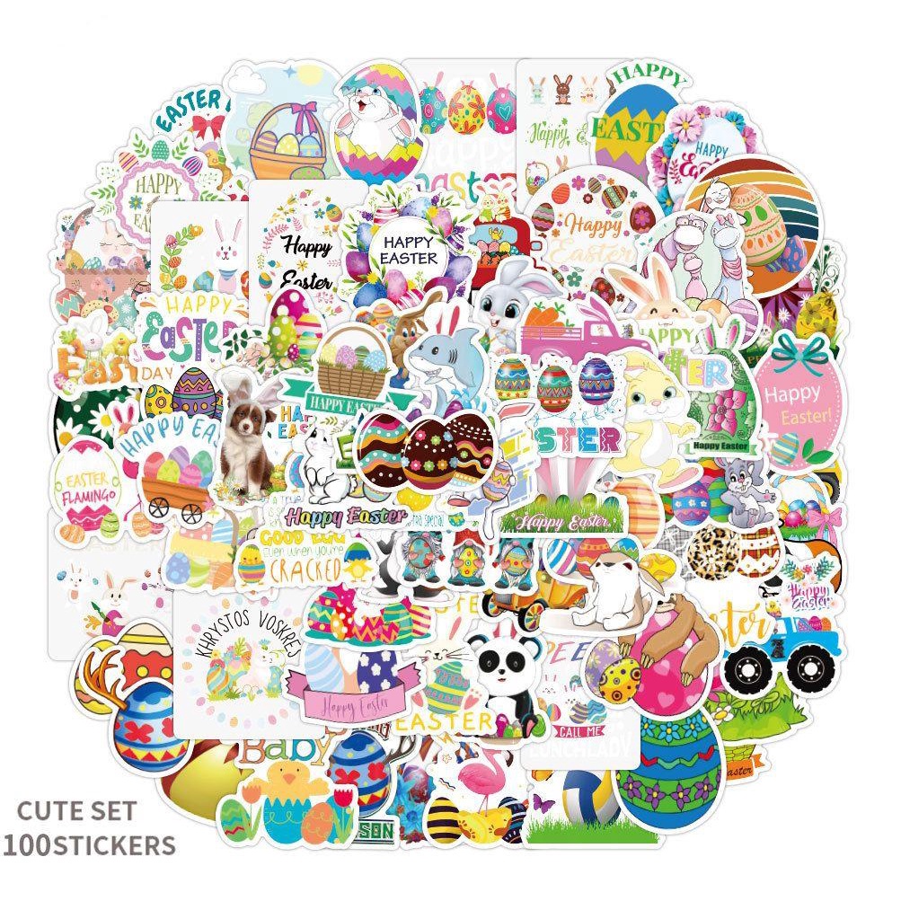 R-flower 100pcs Easter Stiker Diary Kulkas Kelinci Bunny Laptop Scrapbooking Phone Kawaii Laptop Sticker