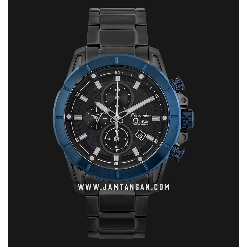 Alexandre Christie AC 6522 MC BUBBA Chronograph Men Black Dial Black Stainless Steel Strap