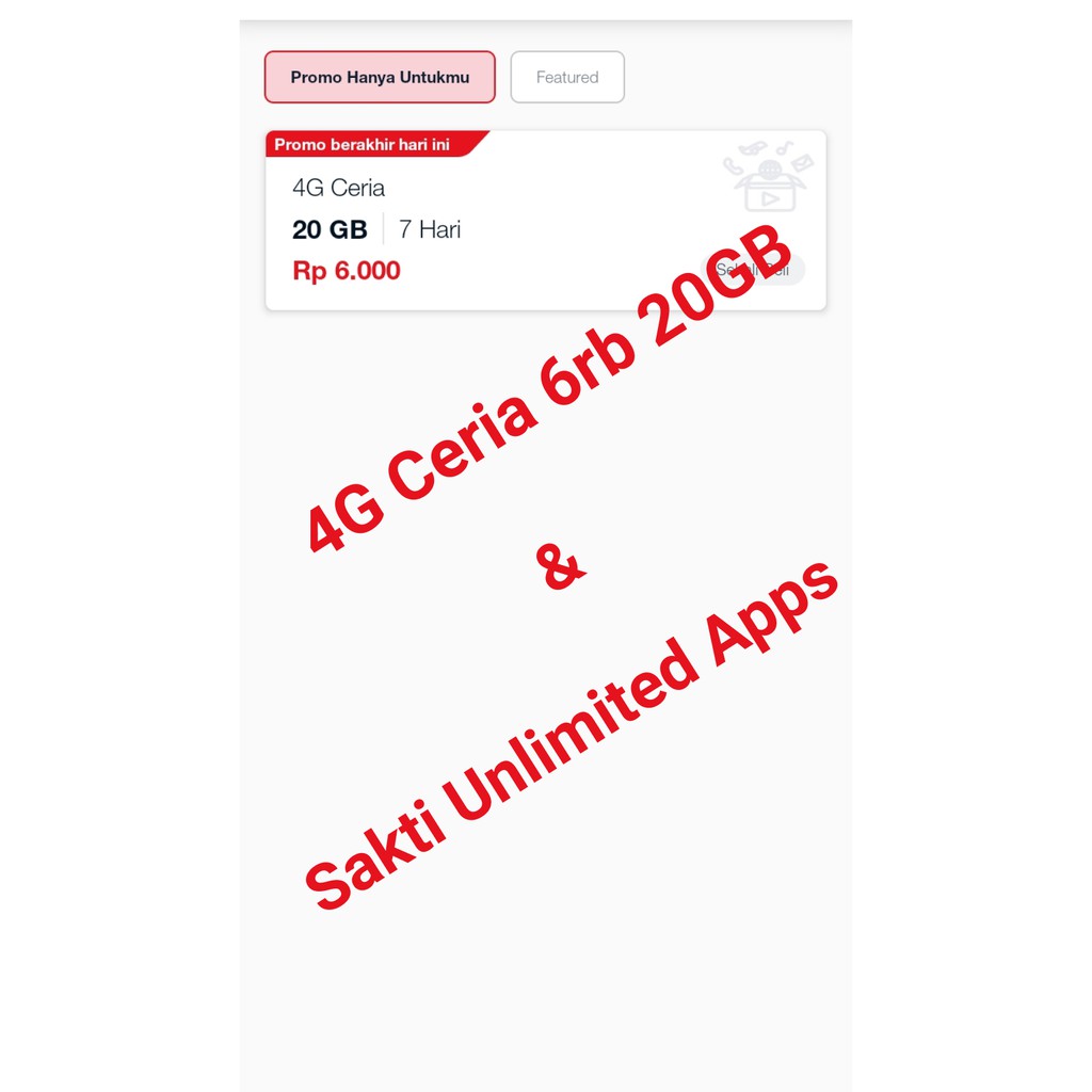 Paket Murah Telkomsel 4G Ceria 6rb 20GB & Paket Sakti Unlimited Apps - Kartu Sakti & Telkomsel Sakti