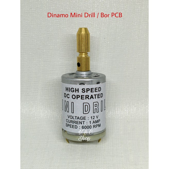 Dinamo Mini Drill Bor PCB 12V DC