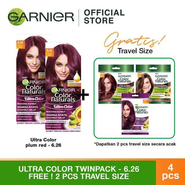  Garnier  Color  Natural Ultra  Color  Merah Plum 2pcs 