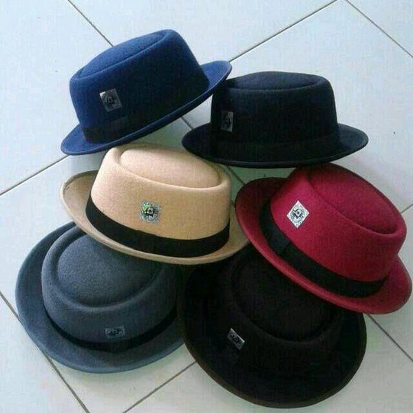 * Topi pork pie hat topi fedora bulat porkpie bundar/ fedora pria wanita dewasa keren korean style b