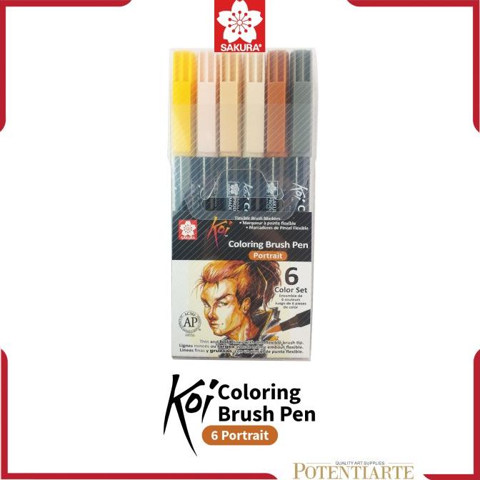 

(BISA COD) Brush Pen Sakura Koi Portrait Set 6 Coloring Brush Pen TERPERCAYA Kode 389