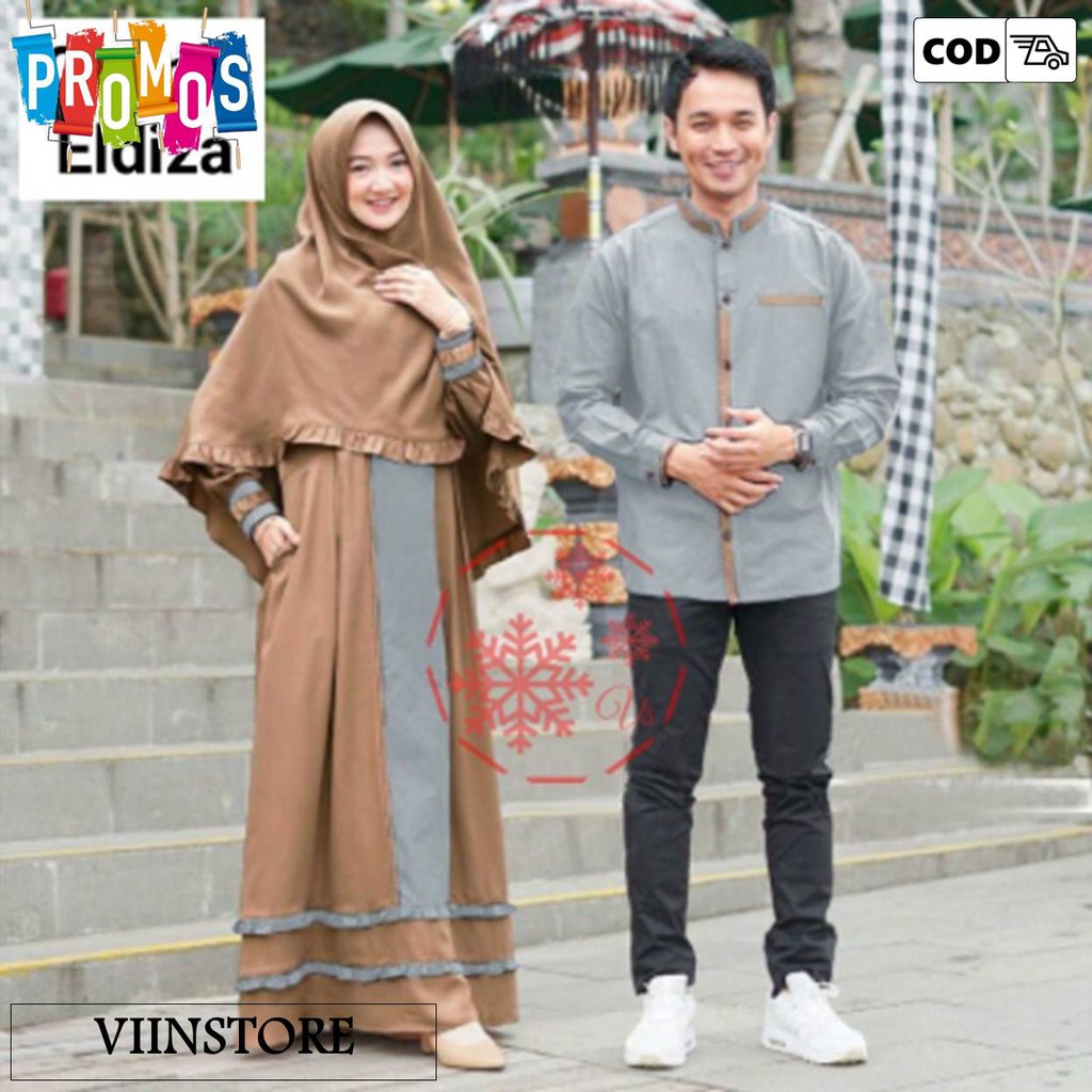 PROMO Gamis Couple Pasangan Lebaran Remaja Modis Kekinian Modern Terbaru 2021 Couple Suami Istri