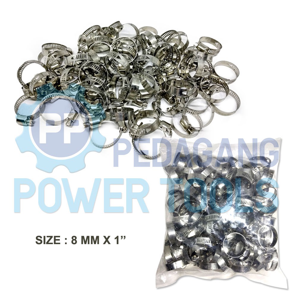 KLEM SELANG BISON 1&quot; INCH STAINLESS STEEL HOSE CLIPS - ISI 100 PCS