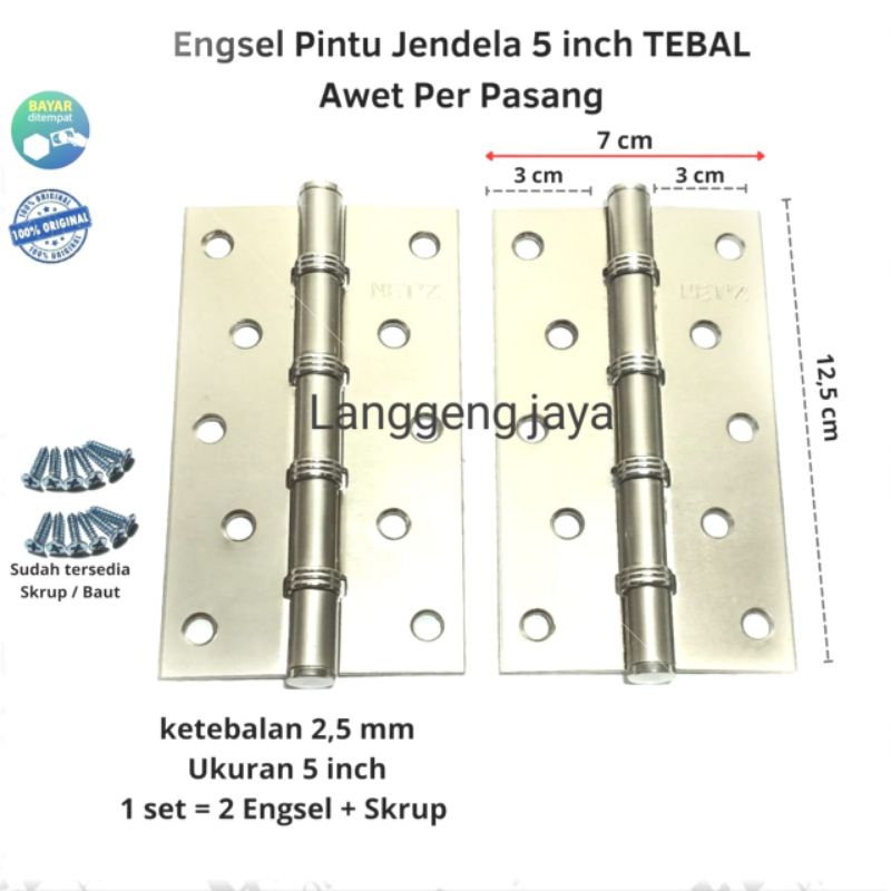 Engsel 5 inchi / Engsel lubang 5 / Engsel Daun pintu Besar & pintu kupu tarung
