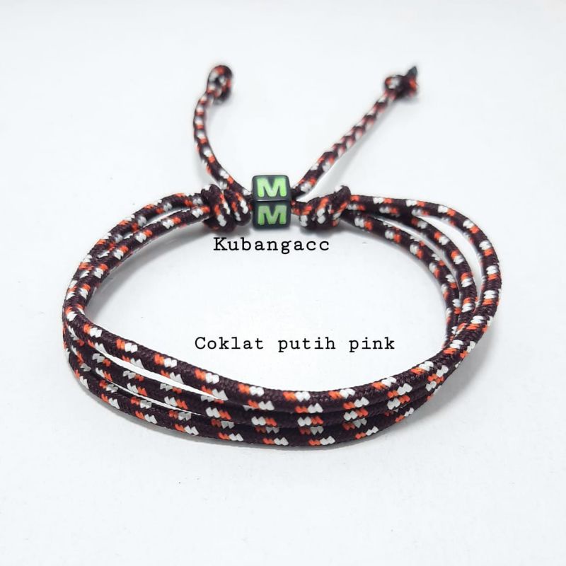 promoooo.gelang prusik 3 rangkap, gelang prusik keren,gelang cowok/cewek, gelang tali. gepang murah,-Coklat ptih pink