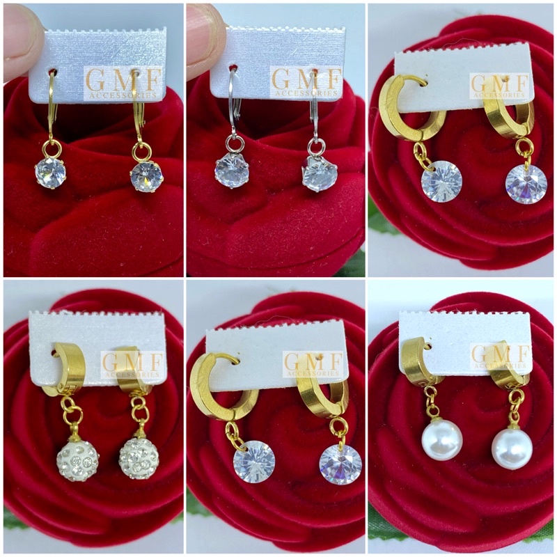 Anting Desi Titanium Anting Ada Bandul Permata Mutiara Anti Karat Stainless Steel