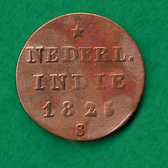 UB008 UANG KOIN KUNO ASLI 1/2 STUIVER NEDERLAND INDIE TAHUN 1825 KOLEKSI UANG LOGAM BELANDA VOC