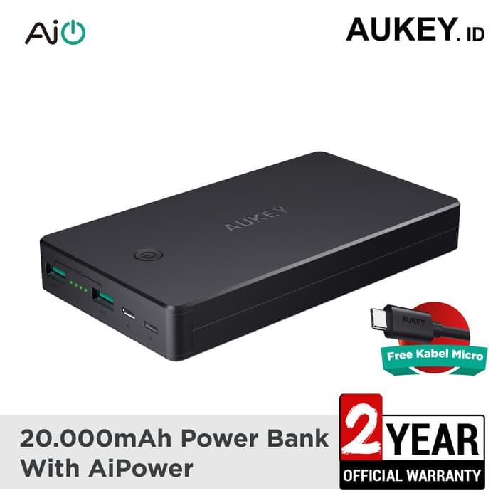Aukey Powerbank 20000 mAh Lightning & Micro USB input & AiQ - 500236 PB-N36
