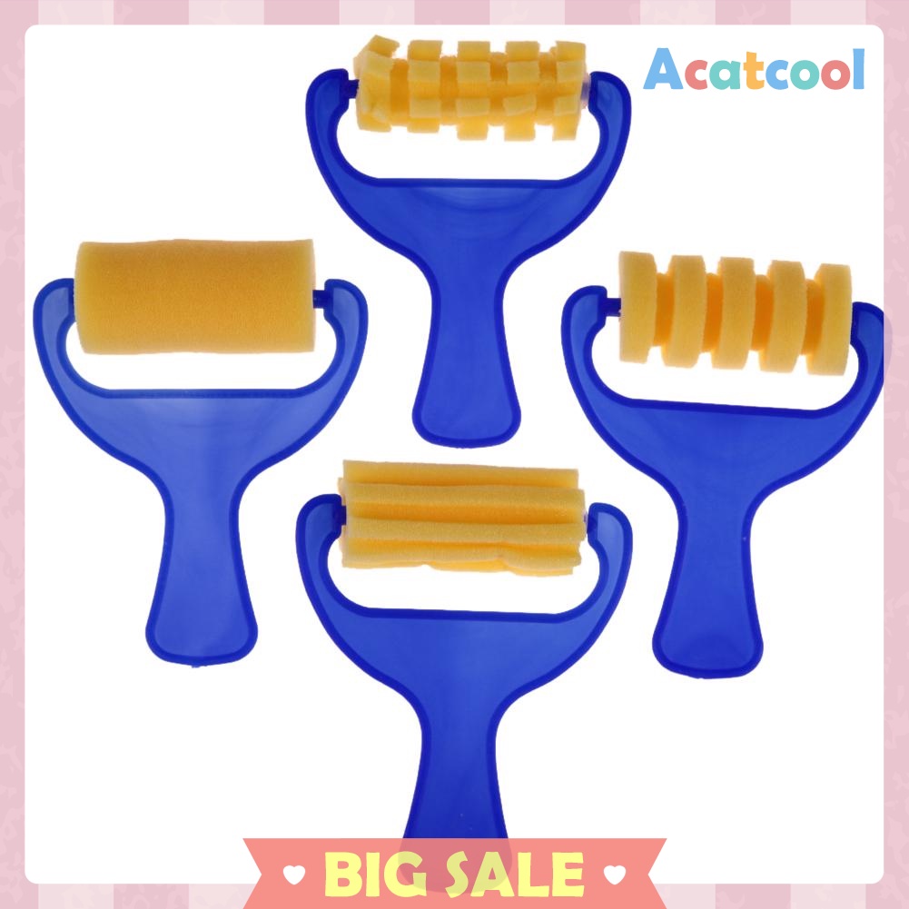 4pcs Kid Yellow Sponge Brush Children Painting Drawing Graffiti Roller Tool