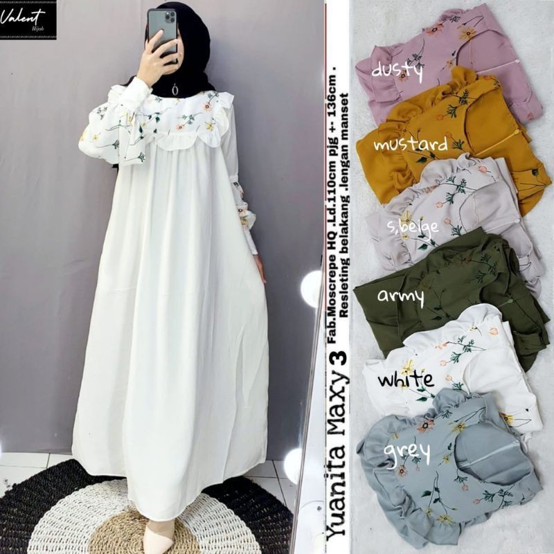 [Home Dress] TERLARIS Gamis YUANITA MAXY BORDIR gaun pesta baju muslim terbaru