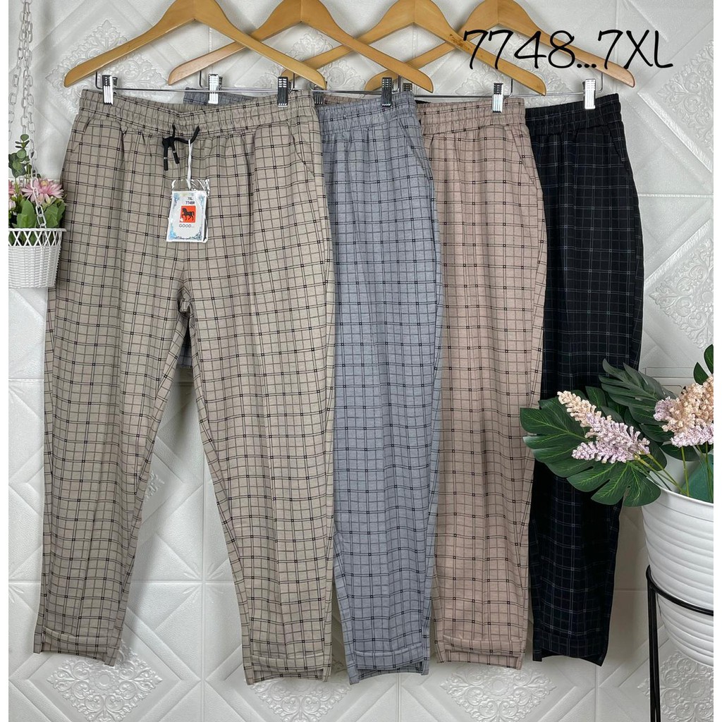 1645 / 7605 / 5545 / 7748 Celana Panjang Import Wanita / Celana Jumbo Kotak Big Size GOOD Fit to XL 