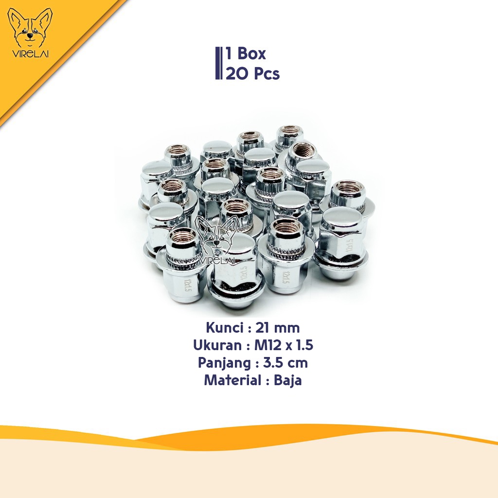 [20 Pcs] Mur roda Fujita lug nut Kuda M12 x 1.5 / 1.25