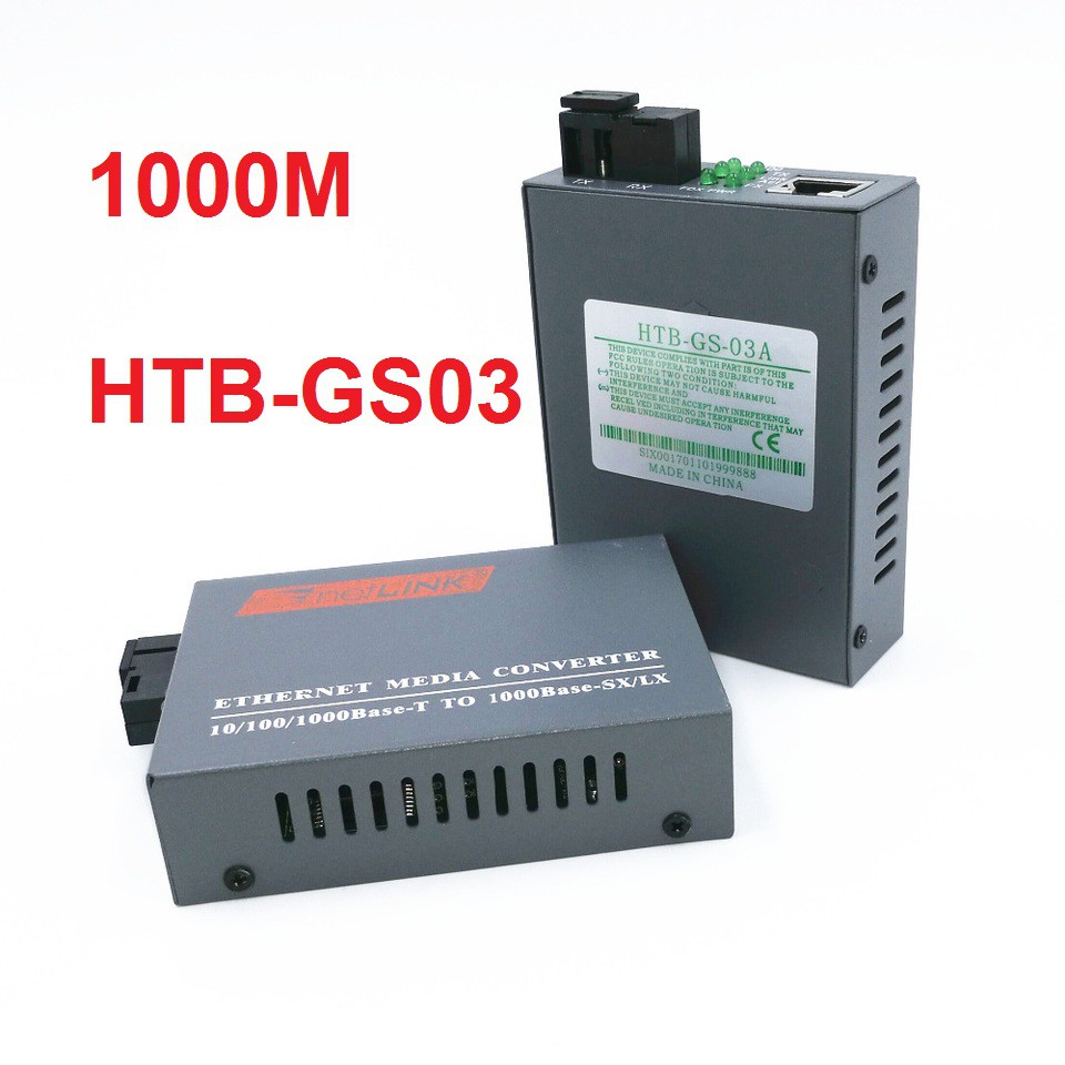 Fiber Optic Media Converter HTB-GS-03 A+B Optical Netlink HTBGS03 1000Mbps Single Mode 3100 RJ45