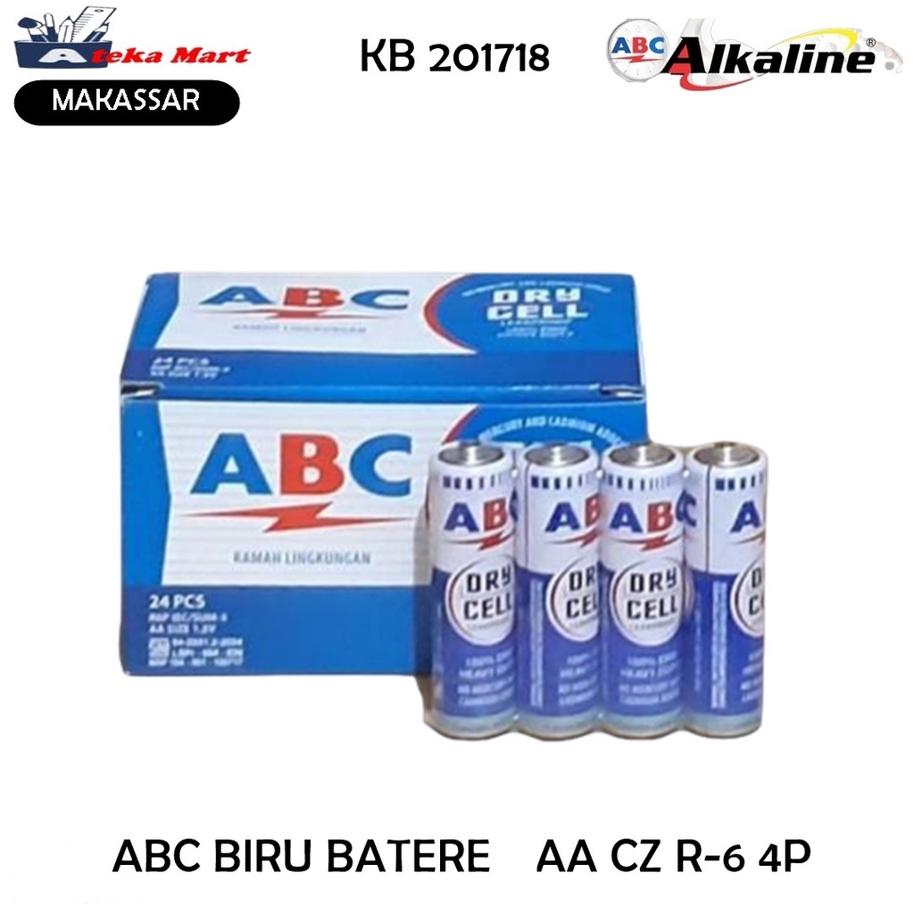 [1BOX/6PAK/4PCS] ABC BIRU BATERE AA CZ R-6 4P