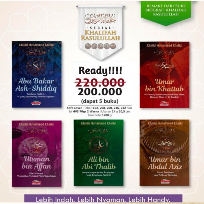 

Paket serial 5 khalifah rasulullah yang agung isi 5 buku