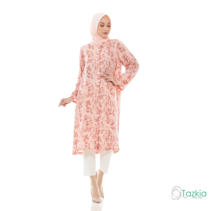 Atasan Muslim Wanita Marble Long Tunik Salem  Tie Dye Rayon Salem