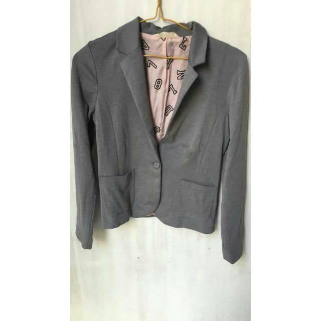 Woman wanita grey abu blazer hNm preloved bekas