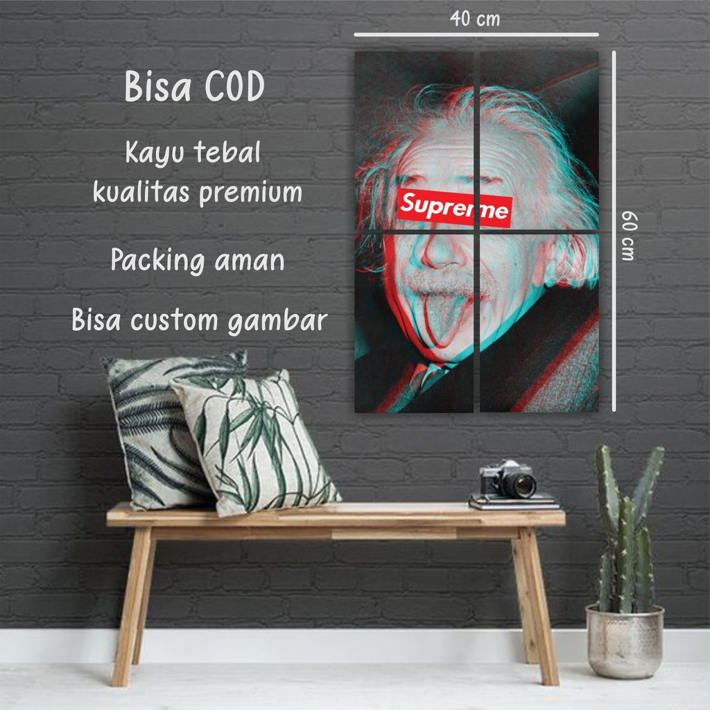 Poster kayu Albert Einstein satu set