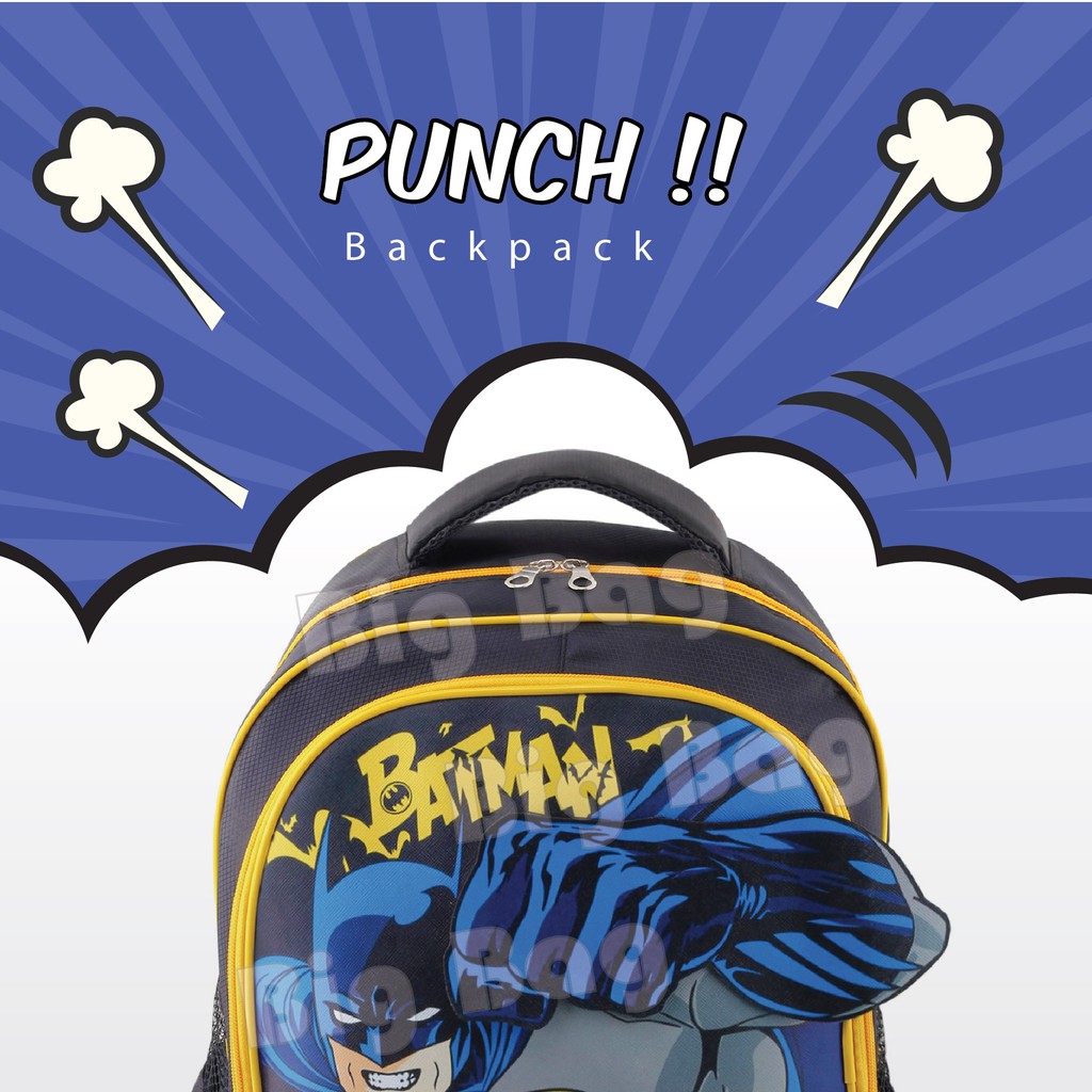 Tas Ransel Anak Laki Laki Karakter - BATMAN - PUNCH BLACK YELLOW - COOL BACKPACK + FREE BOTOL