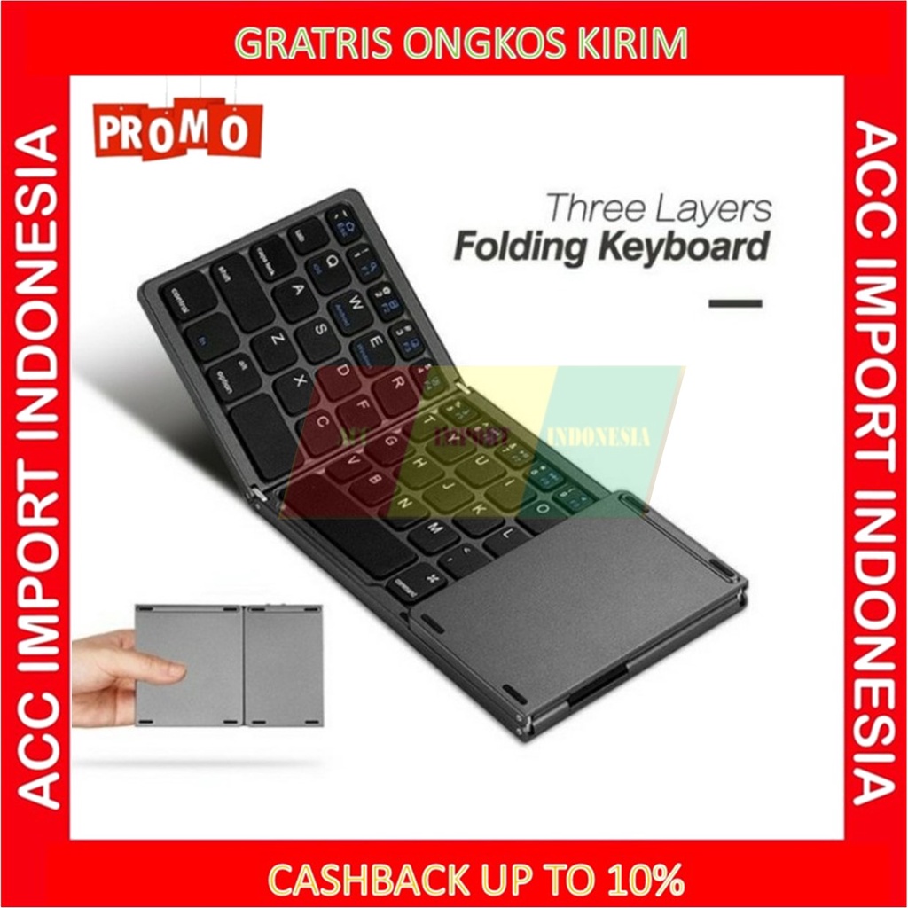 Keyboard Foldable Wireless Bluetooth Touchpad HP Laptop PC Android TV Ori
