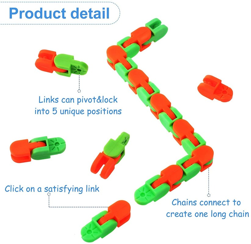 24 Links Wacky Tracks Snap and Click Toys/ Multicolor Chain Classic Snake Puzzle Sensory Toys/ Fidget Toy Stress Relief/ Children's Day Gifts Educational Toys