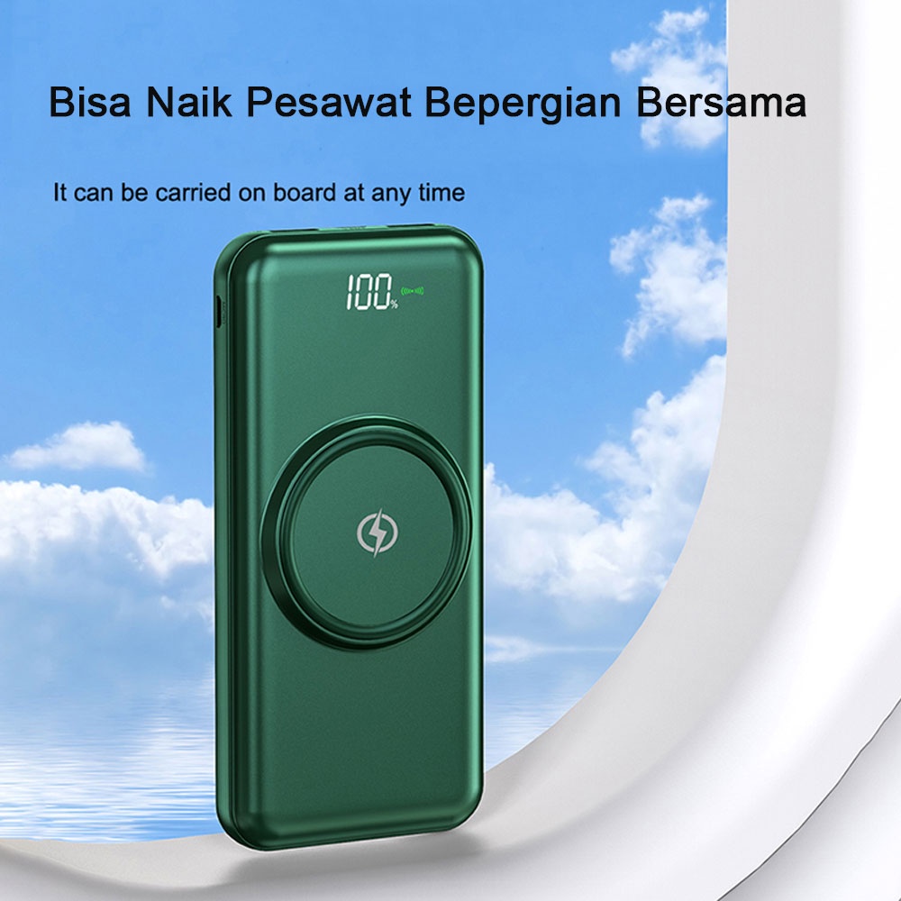 COD√Power bank  Bank daya nirkabel Original Wireless Charge 2.1 Fast Charging Dual USB 4 Output 10000mAh 20000mAh