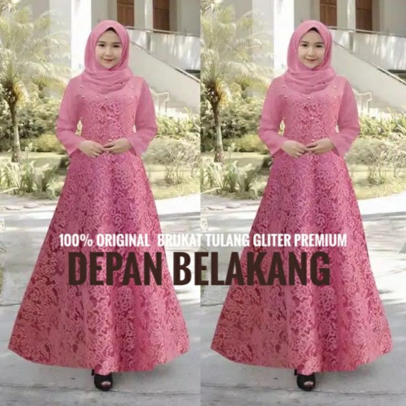 Gamis Brukat Mutiara Gamis Brokat Guchika Gamis Brukat Tulang Timbul Glitter Premium
