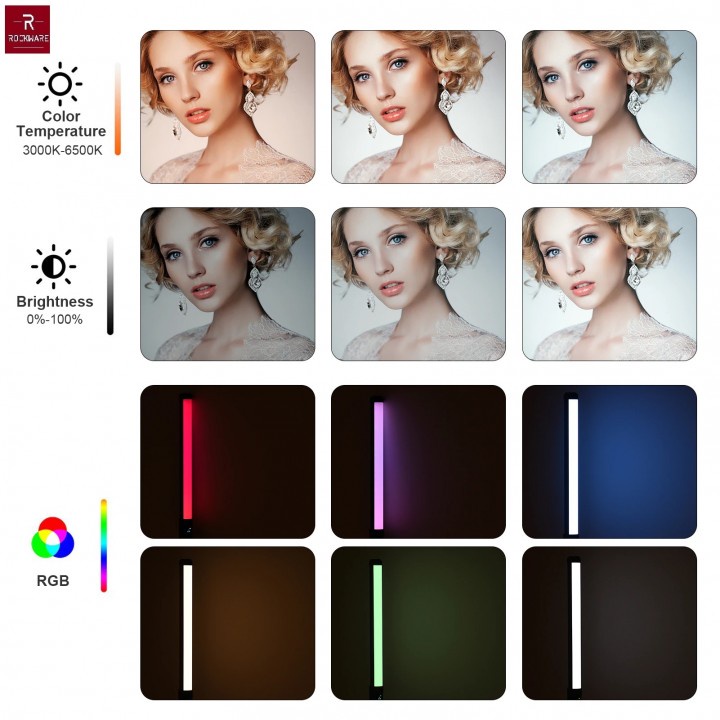 80 ROCKWARE RGB Colorful Handheld Lighting Stick - Alat Cahaya Fotografi